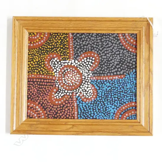 ABORIGINAL DOT PAINTING - 'WOMEN'S STORY' BY EDITH (IMANTURA RICHARDS?) ACRYLIC ON BOARD 190x240mm