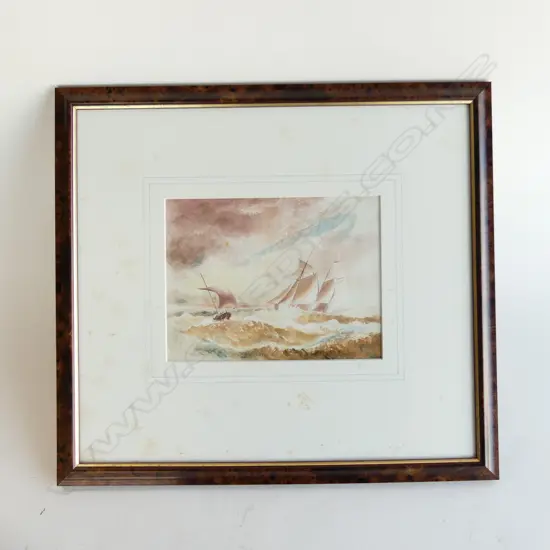 RICHARDS LYDE HORNBROOK? VICT W/C SHIPS IN STORM  H430MM W500MM...