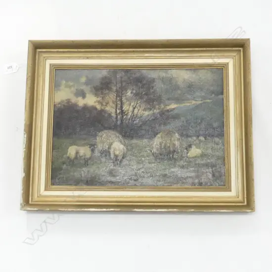OIL ON BOARD PASTORAL SCENE. WINTER SCENE WITH SHEEP . POSSIBLE SIGNED . 275 X 385mm 