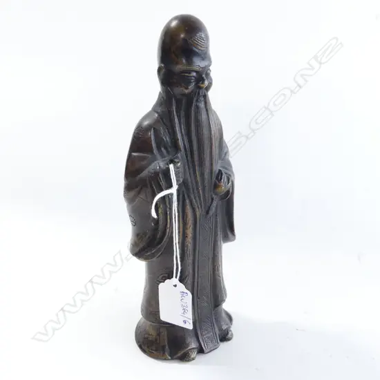 BRONZE CHINESE WISE MAN FIGURE H.225mm