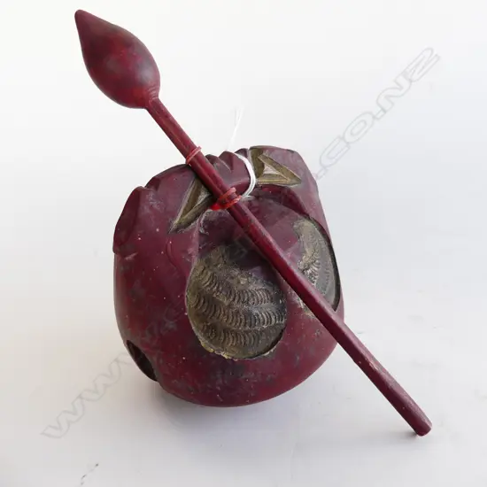 RED LACQUER ORIENTAL SMALL DRUM