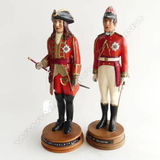 2 HAND MADE FIGURES; DUKES OF WELLINGTON & MARLBOROUGH BY J.N. BLECHYNDEN H.350mm