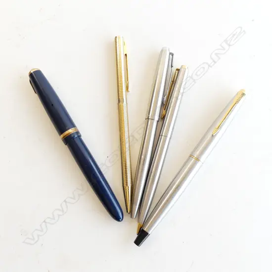 BAG 5 ASST VINTAGE PENS; FOUNTAIN & CARTRIDGE