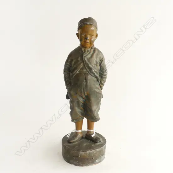 ANTIQUE BRONZE BOY 'CONTENTMENT' H.280mm