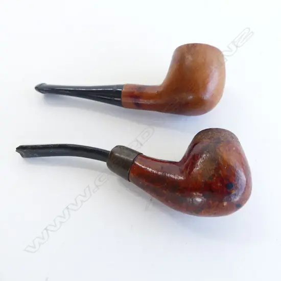 2 OLD MINIATURE SMOKING PIPES (SALESMANS SAMPLES?)  L. 63MM