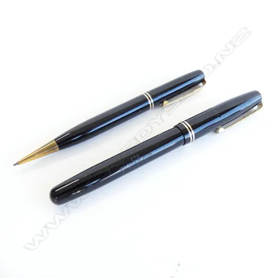 WATERMAN'S #503 VINTAGE FOUNTAIN PEN & PENCIL SET IN BLACK & GOLD 