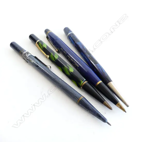4 VINTAGE NZ ADVERTISING PROPELLING PENCILS; TIP TOP, ROBINSON MOTORS, SOUTHERN CROSS ETC..