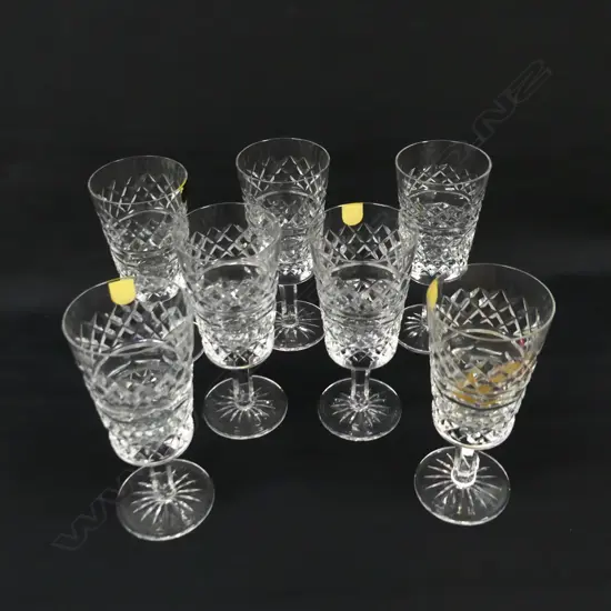 7 CAVAN IRISH CRYSTAL STEMMED WINE GLASS GOBLETS H.175mm