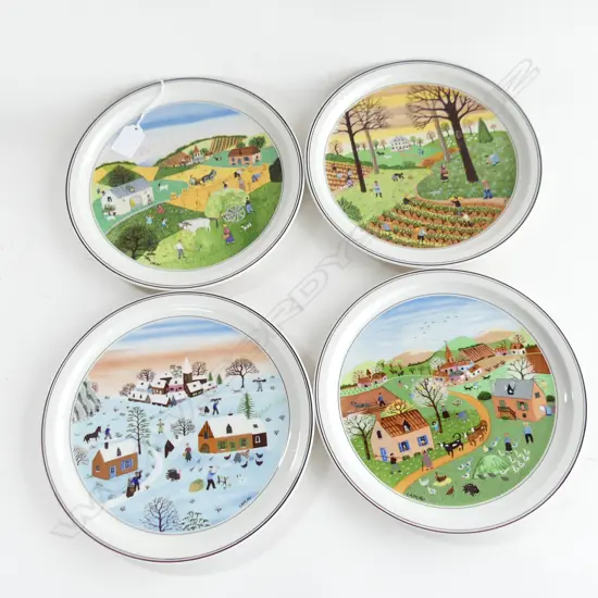 SET OF 4 VILLEROY & BOCH PLATES, 'THE FOUR SEASONS' BY GERARD LAPLAU 235mm dia