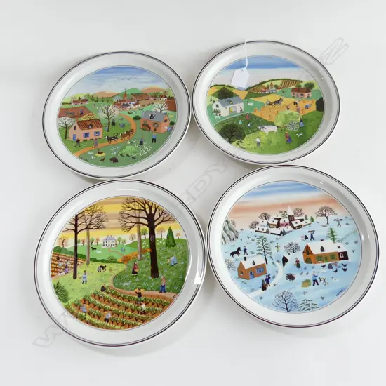 SET OF 4 VILLEROY & BOCH PLATES, 'THE FOUR SEASONS' BY GERARD LAPLAU 235mm dia