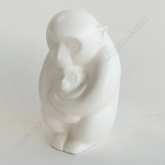 MID CENTURY WHITE MONKEY WITH BABY H. 120MM