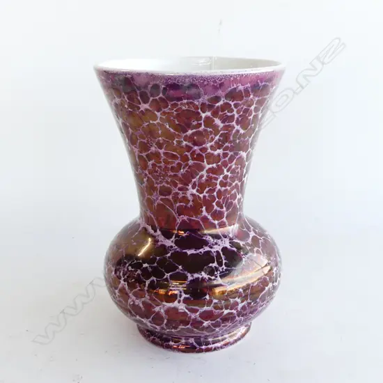 TITIAN STUDIOS 'PRESLEY' WARE PURPLE MOTTLED LUSTRE VASE H.185mm. labelled