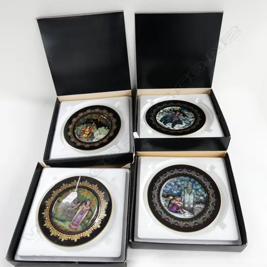 4 HINRICH VILLEROY & BOCH PLATES 'MAGICAL FAIRY TALES FROM OLD RUSSIA' BY GERO TRAUTH, BOXED 220mm dia