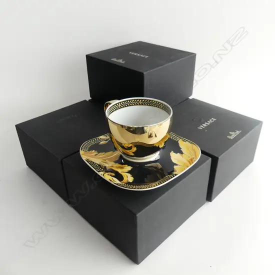 5 BOXED ROSENTHAL VERSACE ‘VANITY’ CUPS & SAUCERS
