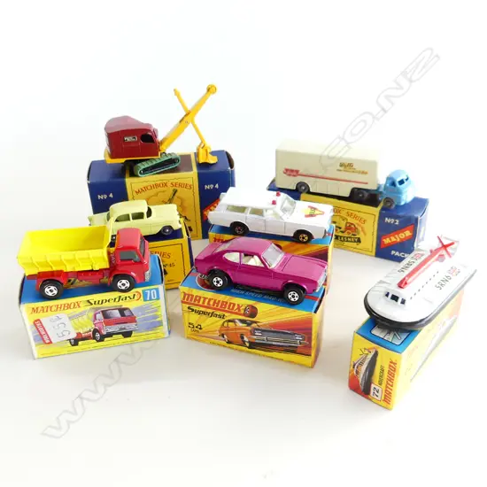 6 MINT & BOXED MATCHBOX TOYS NUMBERS 54/55/70/72/4 & 2