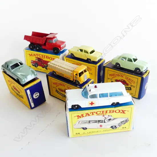 6 MINT & BOXED MATCHBOX TOYS NUMBERS 45/48/51/53/54 & 57