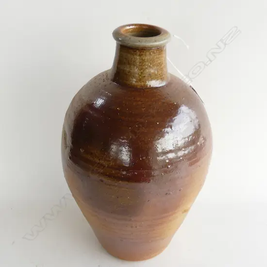 LGE WOODFIRED LAMP BASE VASE - POSS. ROSS MITCHELL STUDENT FIRED AROUND WHANGANUI? H.350mm