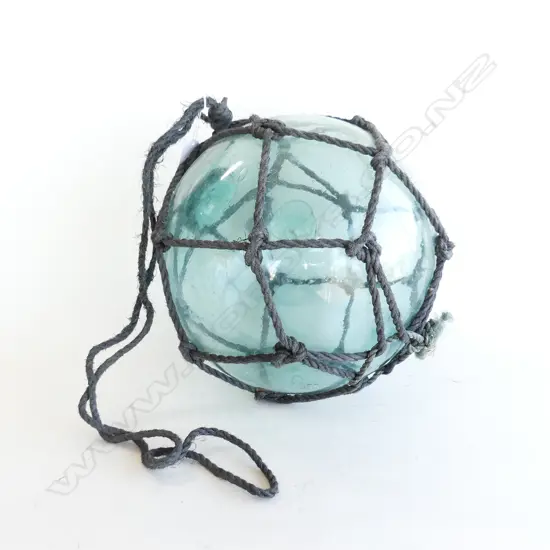 OLD GLASS FISHING FLOAT WITH NETTING APPROX DIA 310mm