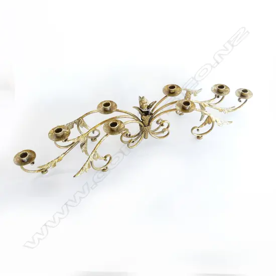 WIDE GOLD METAL 8 CANDLE HOLDER W.900mm