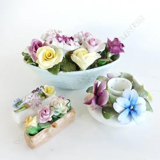 4 CERAMIC FLORAL BOUQUETS; ADDERLEY, x2 COALPORT, HEALACRAFT