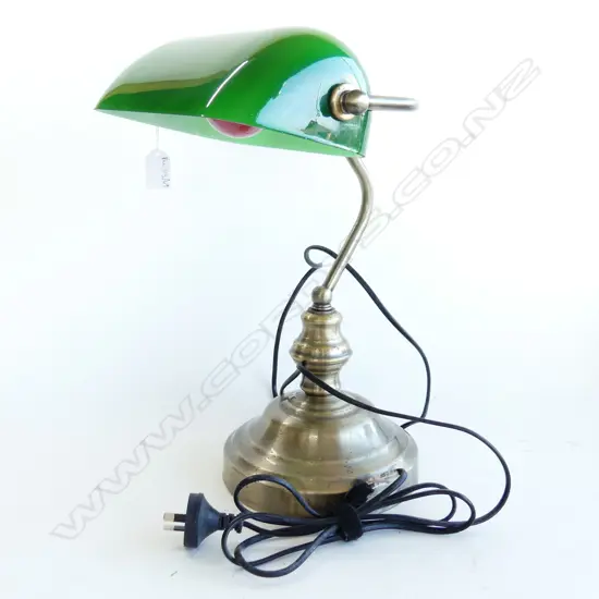BANKERS LAMP w. GREEN GLASS SHADE H.400mm