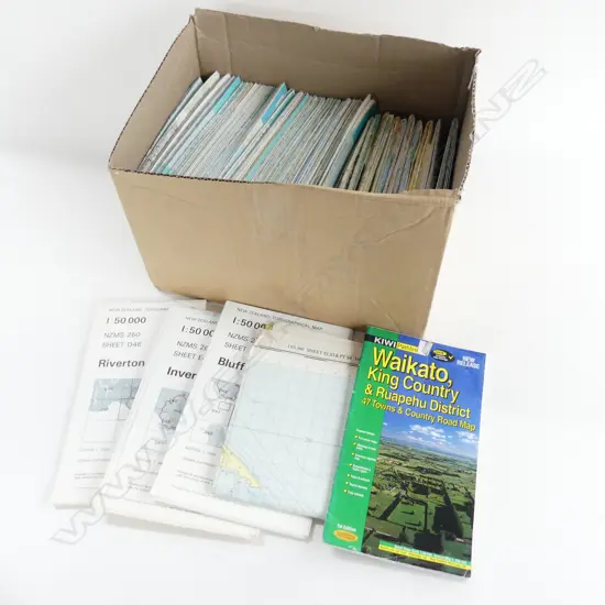 BOX OF LG AMOUNT OLD NZ MAPS