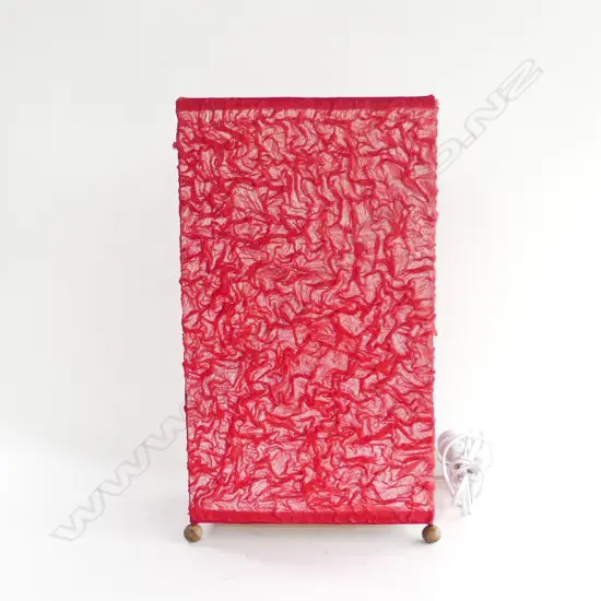 RECTANGULAR LAMP w. RED FABRIC H.500mm