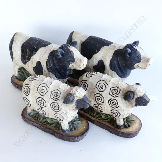 2 PRS RESIN ANIMALS; COWS & SHEEP L.310mm