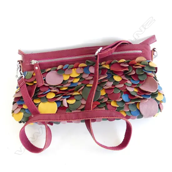 ISABELLA BACCI MULTI COLOURED KALEIDESCOPE LEATHER SHOULDER BAG 