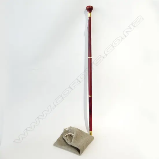 CHINESE ROSEWOOD WALKING STICK (IN 3 PARTS w. BAG) L.880mm