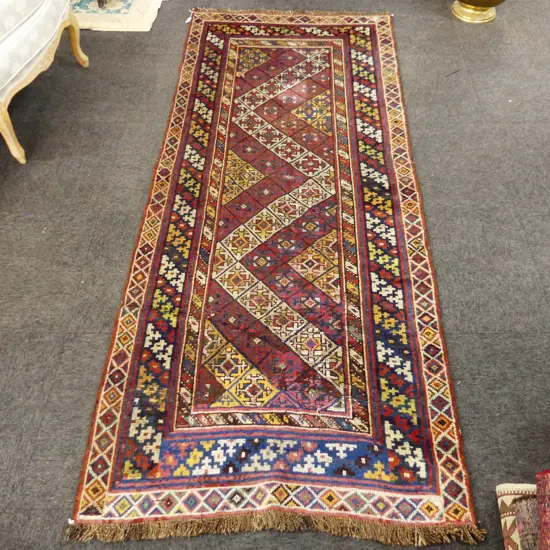ANTIQUE HAND KNOTTED ALL WOOL RUNNER - NW PERSIAN C.1900 2400x1000mm - REPAIRS