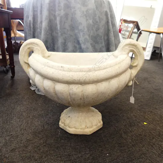 CONCRETE GARDEN PLANTER - DOUBLE HANDLED URN H.460 W.600mm