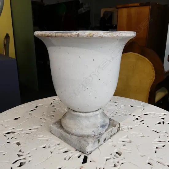 WHITE GLAZED CERAMIC GARDEN POT H.280mm