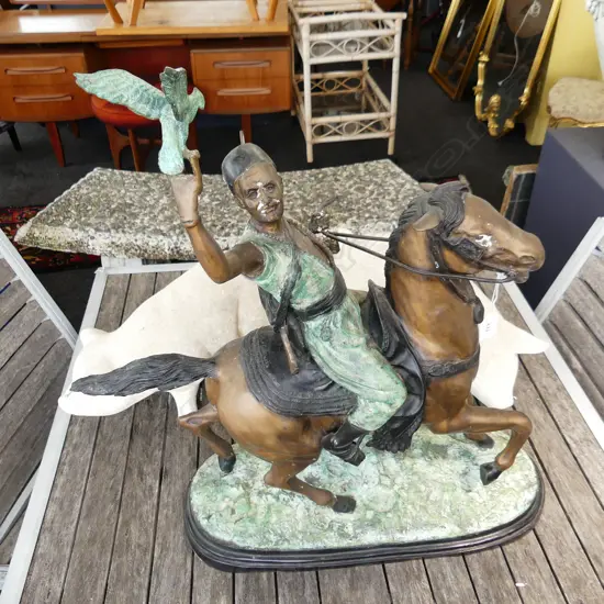 MIDDLE EASTERN FALCONER ON HORSEBACK; METAL H.670mm