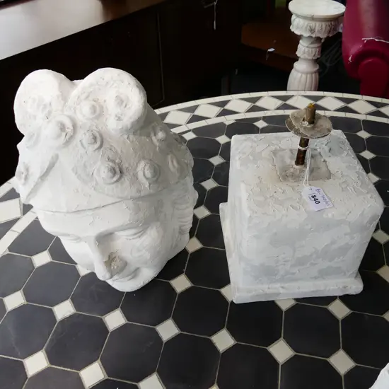 WHITE PAINTED CERAMIC CLASSICAL BUST ON STAND (joint req.glue) H.510mm