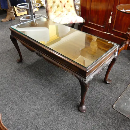 QUEEN ANNE STYLE MAHOGANY COFFEE TABLE 930x425x400mm