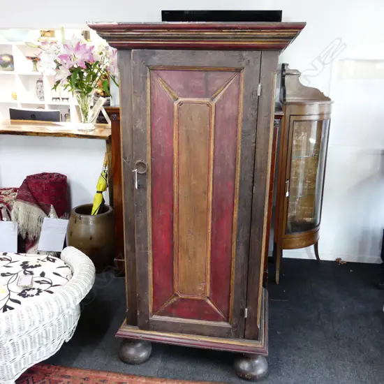 LARGE PAINTED INDIAN WOODEN CUPBOARD 1850 x 960 x 695mm