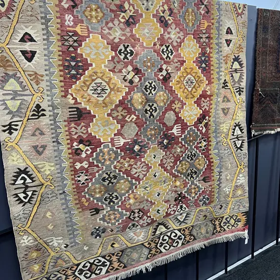 SEMI ANTIQUE KELIM RUG ATTRACTIVE TONES 1900 x 1380mm