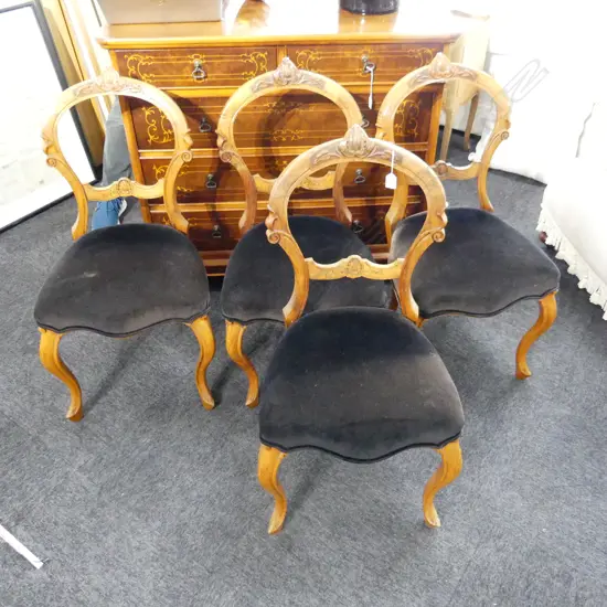 4 ANTIQUE BALLOON BACK DINING CHAIRS