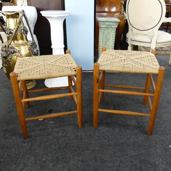 PR SIGNED  SEAGRASS STOOLS H480MM W420MM EXCELL. CONDITION