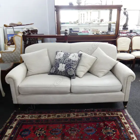 GRACIOUS LIVING 'WESTBOURNE' ROUND ARM SOFA IN CREAM LINEN 1900x900x900mm...