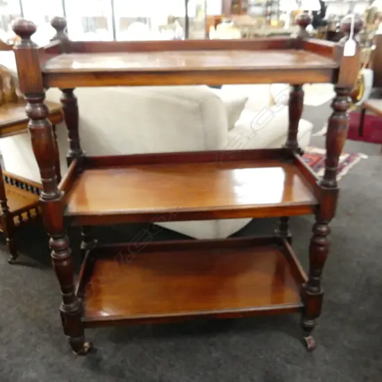 ANTIQUE 3 TIER MAHOGANY DUMB WAITER 1890x430x1110mm