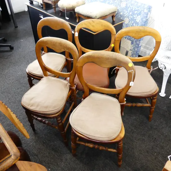 HARLEQUIN SET OF 5 BALLOON BACK DINING CHAIRS