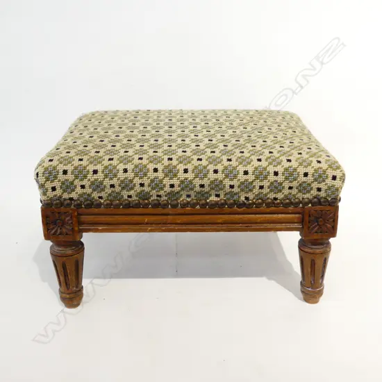 RECTANGULAR NEEDLEPOINT FOOT STOOL 325x245x185mm
