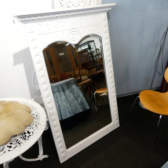 LG WHITE PAINTED WOODEN MIRROR 1400x970mm