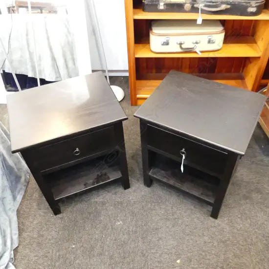 PR EBONISED BEDSIDE CABINETS 500x400x605mm