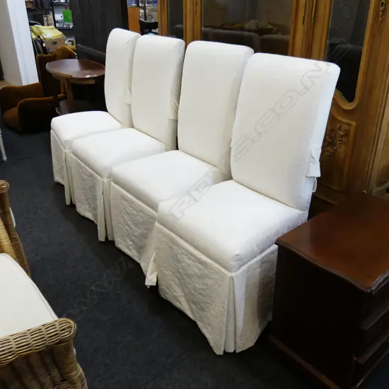 4 WHITE UPHOLSTERED DINING CHAIRS