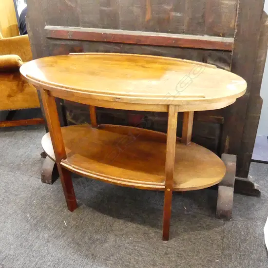 TWO TIER OVAL SIDE TABLE 910x440x715mm