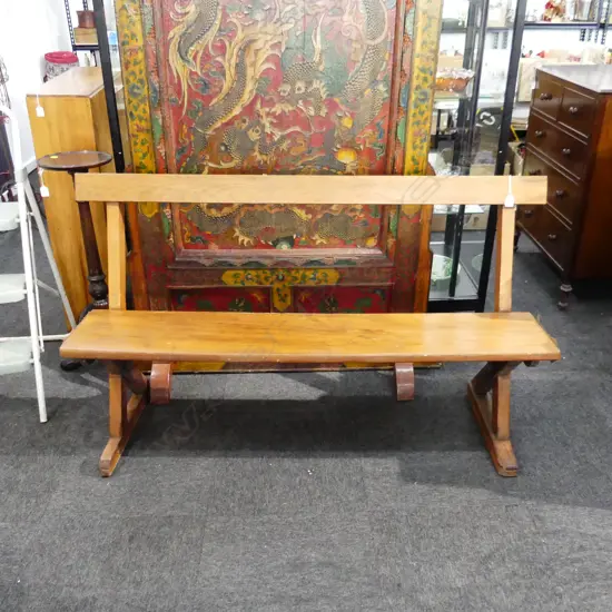 WOODEN CHURCH PEW L. 1590MM