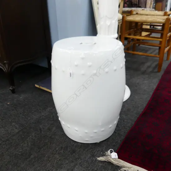 WHITE CERAMIC CHINESE GARDEN STOOL H.430mm